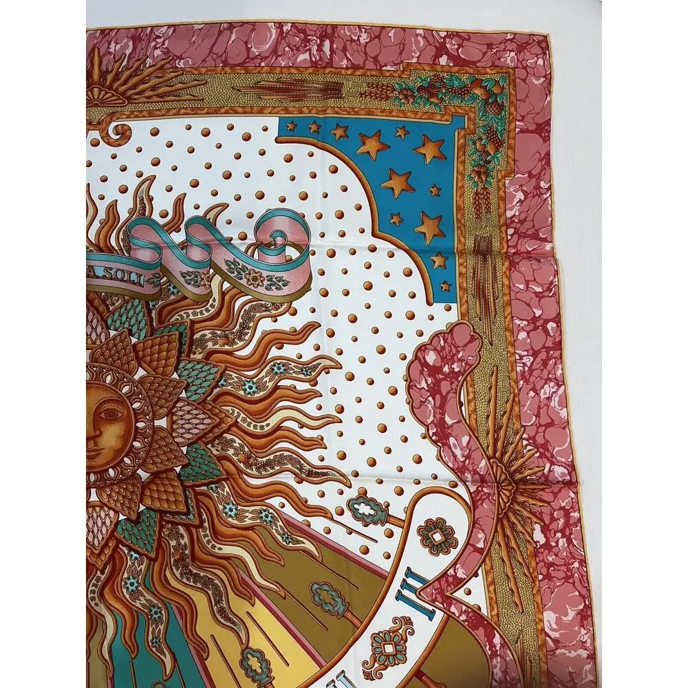 Hermès Gloria Soli Scarf 100% Silk 35.5”x35.5” NEW NWT Sun Old Money Luxury